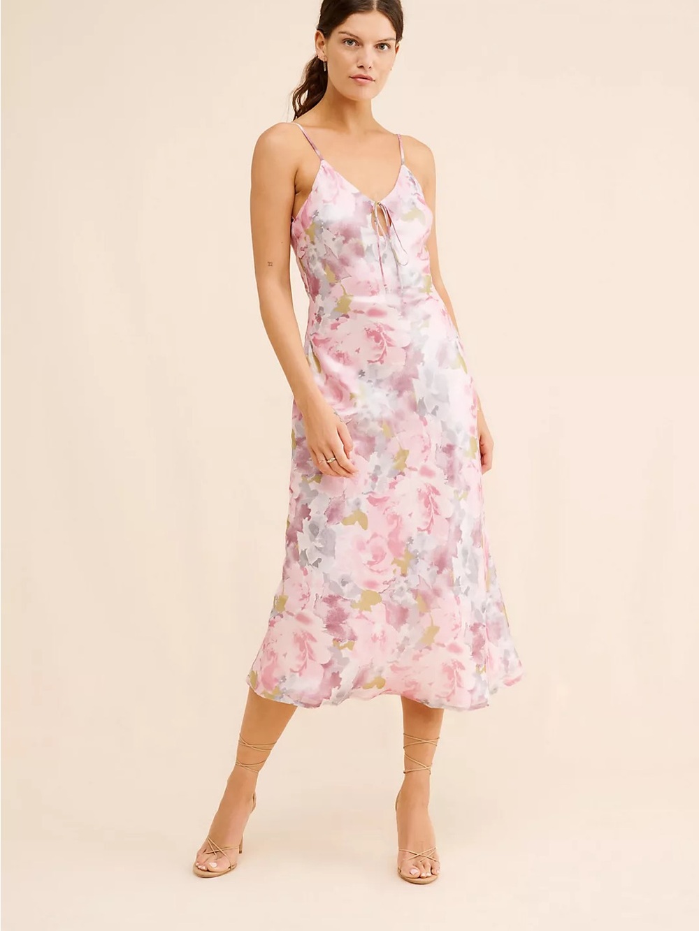 Anthropologie If By Sea metallic floral slip dress Medium